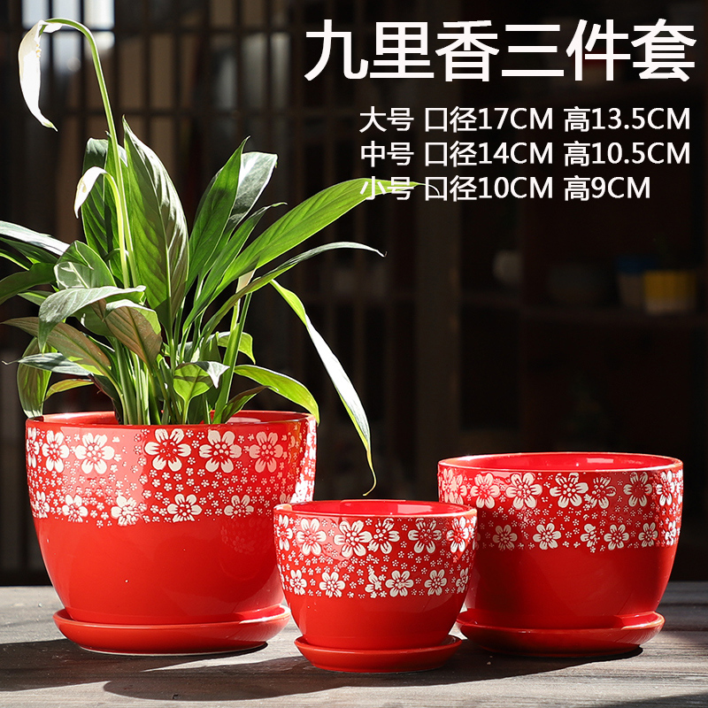 Red flower POTS ceramics creative move contracted large butterfly orchid with tray other flesh fleshy flower pot the plants