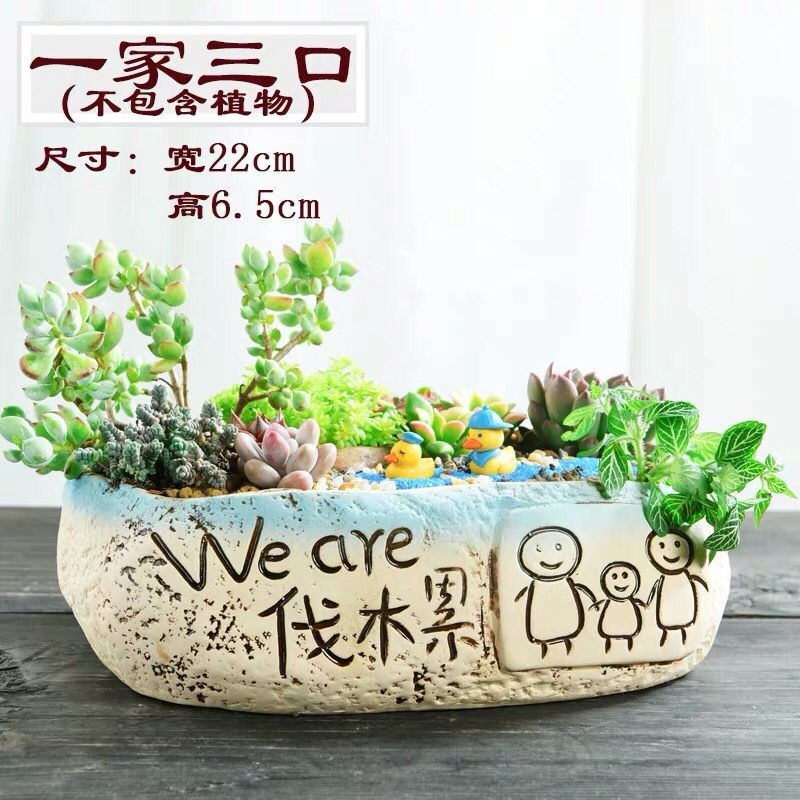 Large diameter thick fleshy plant flower POTS with a hole, ceramic green plant contracted creative platter ceramic Large diameter fleshy flower pot