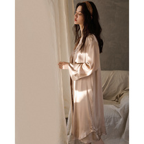 Silk pajamas womens spring and autumn Ice Silk thin sling nightgown two-piece 2021 new ladies home wear