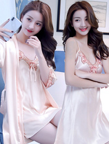 Pajamas female summer ice thin sexy suspenders nightgown nightgown spring summer ladies senior Sense Home suit