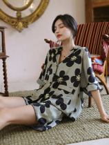 Silk pajamas womens summer short-sleeved shorts two-piece set 2021 new summer fashion Thin Ice Silk home wear
