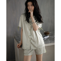Pajamas womens summer ice silk thin short-sleeved shorts two-piece set 2021 new summer ladies silk home wear