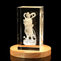 Crystal 3D carved Wei Tuo Bodhisattva ornaments Guan Gong Station like Guan Yunchang Glass God of Wealth Desktop Lighting