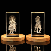 Crystal 3D carved Manjusri Bodhisattva Buddha statue sitting statue for home furnishings crafts custom Buddhist supplies