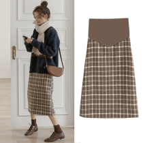 Pregnant Woman Half Body Dress Spring Autumn Season 2022 New Plaid Casual 100 Lap Temperament Stylish Pregnant Woman Half Body Tobelly Short Dress