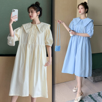 Pregnant woman summer dress dress in dress with long style 2022 new loose big code Advanced sensation pregnant woman skirt Summer over knee long dress