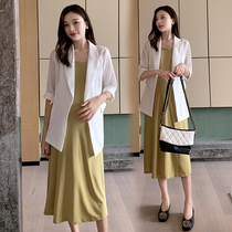 Maternity dress spring dress set out fashion temperament Net Red Spring pregnant woman skirt two-piece long dress