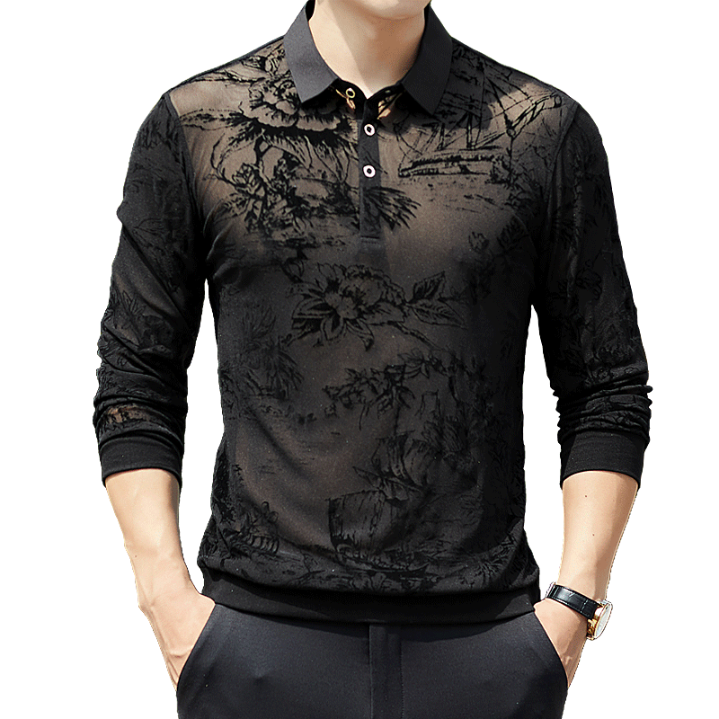 Hollow mesh long-sleeved T-shirt lapel men's dancing spring 2025 thin casual Chinese style shirt POLO shirt
Hollow mesh long-sleeved T-shirt lapel men's dancing spring 2025 thin casual Chinese style shirt POLO shirt