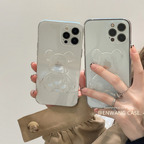 Nwang transparent stereo tide card violent bear apple 11 12iphone13promax mobile phone shell creative xsxr new 8p 7plus lovers 12p