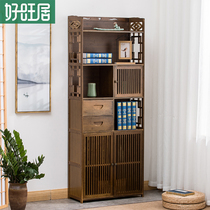 New Chinese style All solid wood floor bookshelf Modern simple economical multi-functional office household simple shelf