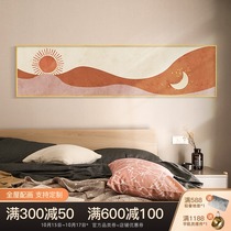 Sun Moon Nordic abstract bedroom decoration ins warm master bedroom room bedside painting Morandi horizontal mural