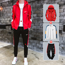 Brand sports suit Mens youth trend mens set with handsome clothes Spring tide brand sweater three-piece set