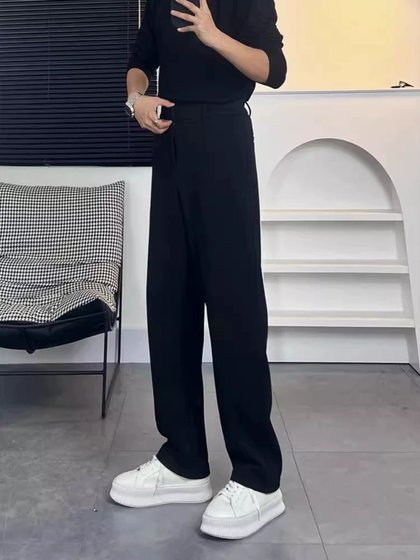 Naples black straight trousers drooping feel high -level loose men's wide -leg pants spring autumn leisure trousers
Naples black straight trousers drooping feel high -level loose men's wide -leg pants spring autumn leisure trousers