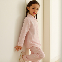 Childrens pajamas for girls spring and autumn thin cotton pink cute princess long sleeve suit