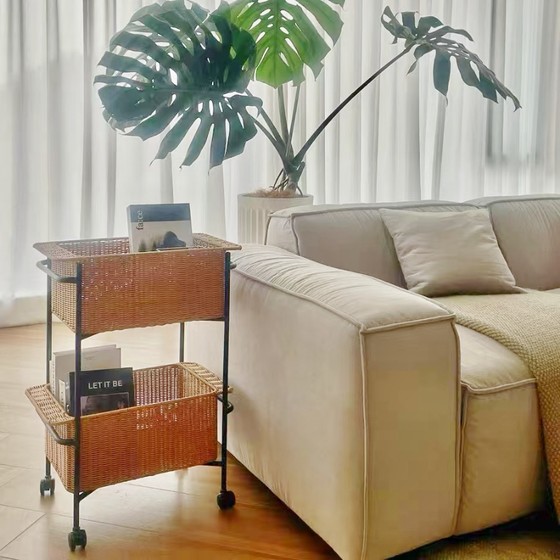 Medium style movable side storage cart living room sofa side imitation rattan rack snack storage basket
Medium style movable side storage cart living room sofa side imitation rattan rack snack storage basket