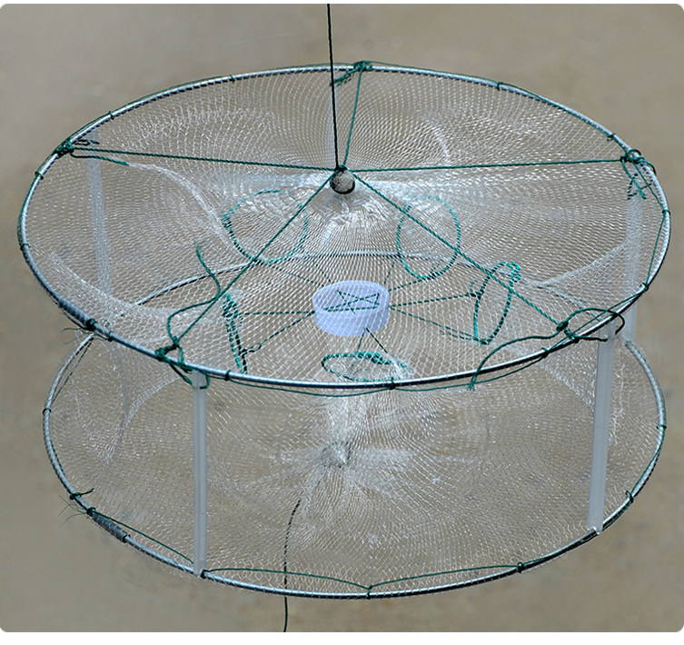 白色圆形捕鱼笼捕河虾笼龙虾网折叠渔网捕鱼网捕鱼神器抓白条网笼