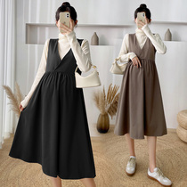 Pregnant womens belly does not show the bosom fashion autumn suit dress dress 2021 new autumn winter dress