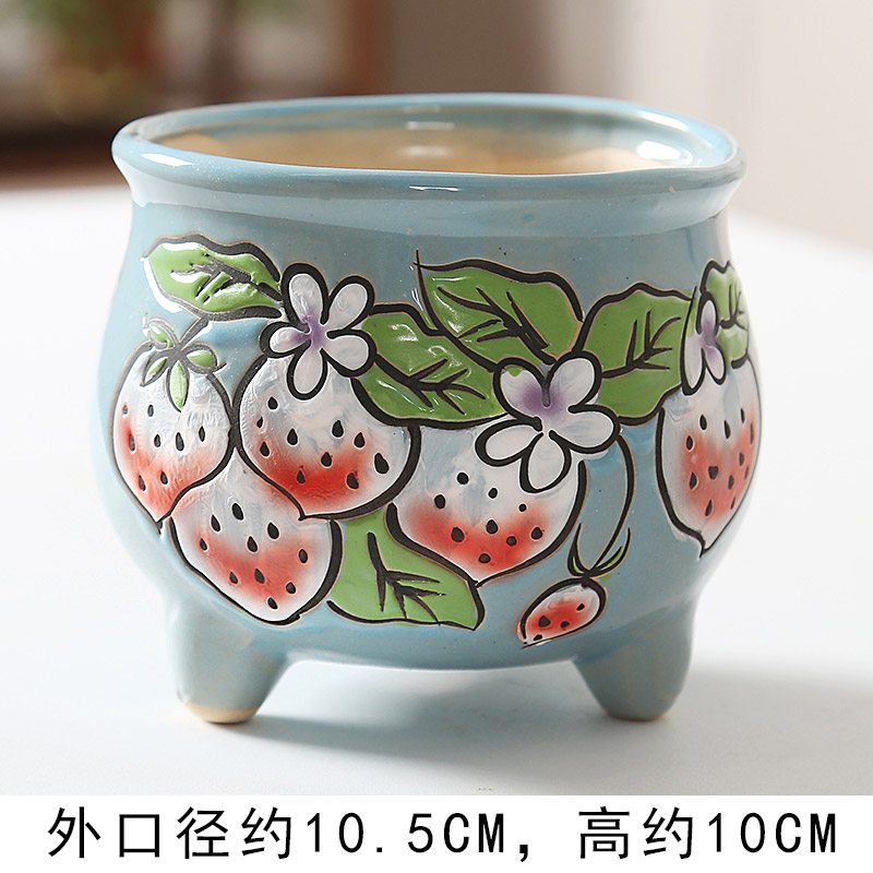 End fleshy flowerpot ceramic special offer a clearance package mail breathable strawberry hand - made coloured drawing or pattern individual character originality of large diameter