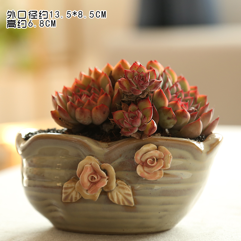 End fleshy flower pot small platter pinch flower Korean big caliber combination old running the creative special indoor ceramic POTS