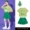 女绿色字母上衣+绿色短裙+绿色方巾