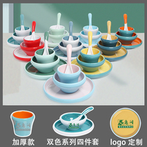 10 sets of melamine tableware restaurant set-up table four-piece commercial hotel bowl dishes self-service Bowl Spoon cup hot pot set