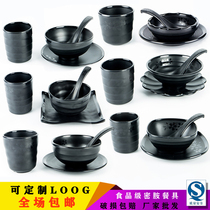 A5 melamine hot pot restaurant set table dishes spoon Cup four-piece imitation porcelain tableware commercial hotel restaurant can be customized