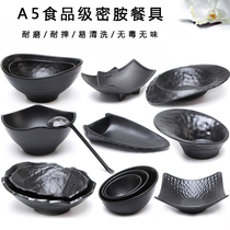 A5 Melamine Cutlery Imitation Porcelain Creative Day Style Commercial Restaurant Hotel Fire Pot shop Black Barbecue Dish Plate with dish tray