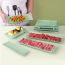 Dense Amines Nordic Green Cutlery Rectangular Sushi Plate Plastic Hot Pot Barbecue Commercial Vegetable Dish Creative Minima Pan