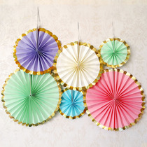 Paper fan flower market clothing store window decoration props Net red simple wedding room birthday creative scene decoration pendant