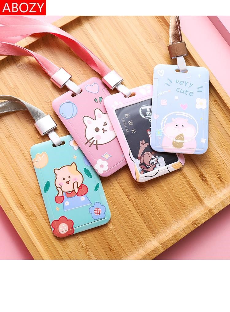 胸前挂牌吊牌学生校卡套学生挂脖小学生耐用可爱少女门禁卡套饭卡