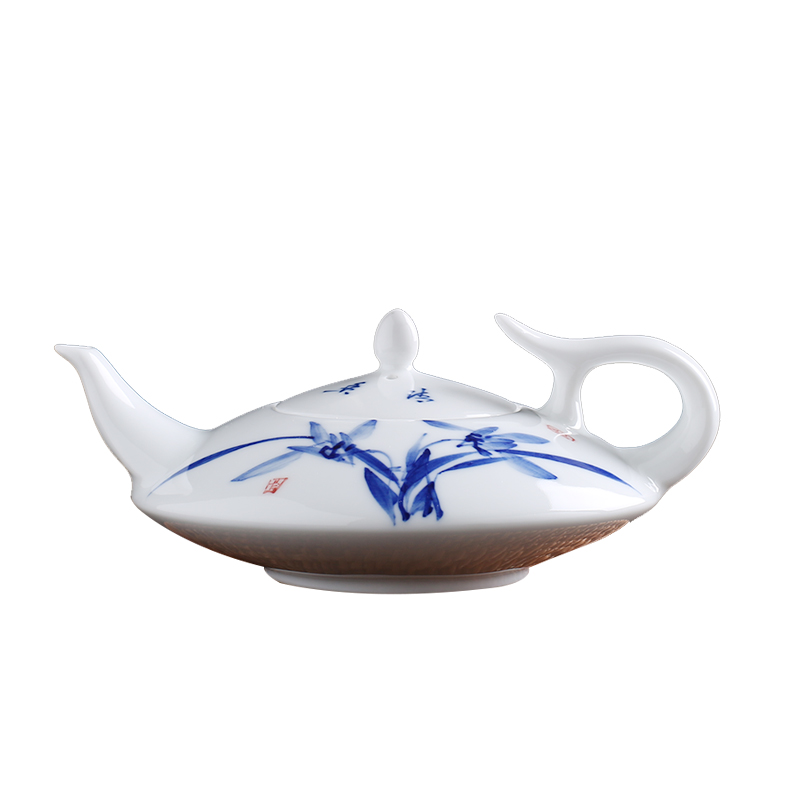 Jingdezhen up the fire which white porcelain hand - made ceramic teapot household single pot of blue and white porcelain kung fu tea tea