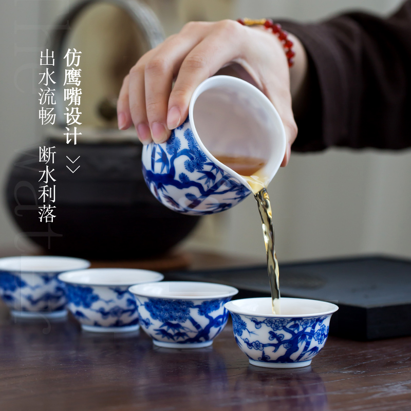 Jingdezhen up the fire which hand made blue and white porcelain tea set accessories fair keller ceramic tea sea portion of single well cup of tea