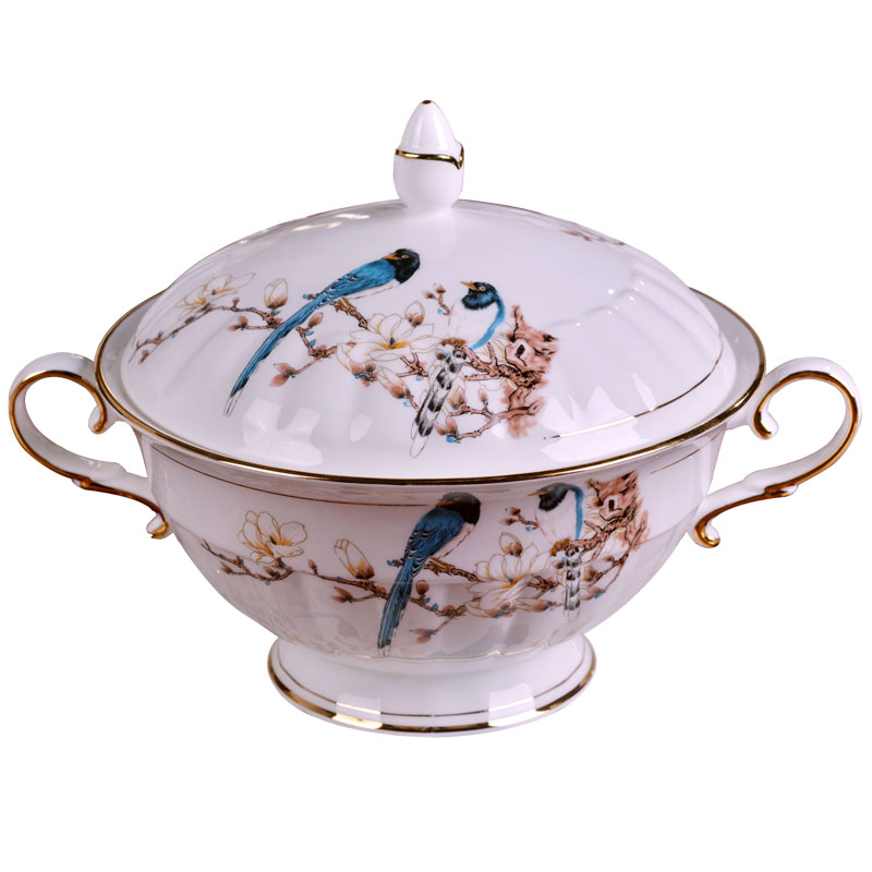 The Big bowl Chinese style household ipads porcelain of jingdezhen ceramics with cover ears up phnom penh bowl of large capacity soup basin Portland fish plate