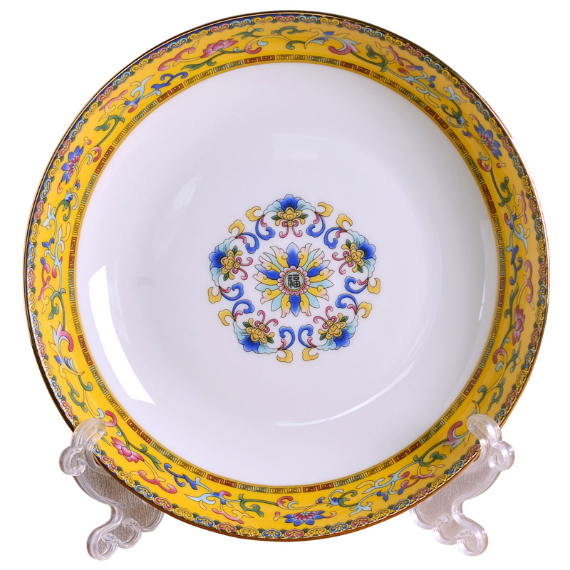 Jingdezhen ceramics 8 inches deep dish plate of Chinese style household tableware antique ipads porcelain enamel up phnom penh dish plate plate