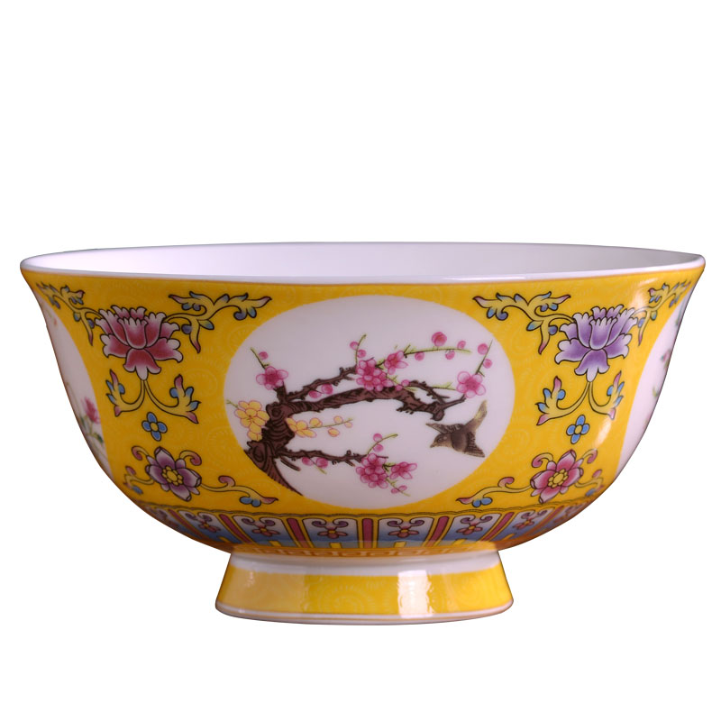 Jingdezhen ceramic rice bowl of blue and white porcelain bowls tableware ceramics Chinese style household instauration archaize tall bowl of long life