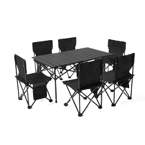 Outdoor portable table and chairs folding aluminum alloy camping courtyard beach self-driving tour black barbecue picnic outside egg roll table