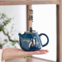 He anecdote Ceramics Tea Making single pot side The teapot suit tea kettle Home tea tea Tea Kettle Big Capacity Handlebar Pot