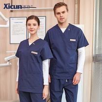 Tie-up hand washing clothes short-sleeved doctors overalls female brush hands summer thin oral dentistry dentist Pet operating room