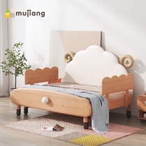 Huhu sheep telescopic splicing bed Solid wood girls and childrens sofa bed with guardrail folding widened bed Pull-out princess bed