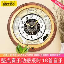 SEIKO Japan Seiko Import Music Clock Thailand Living-room Eu Style Whole Point Music Report Solid Wood Large Hanging Bell