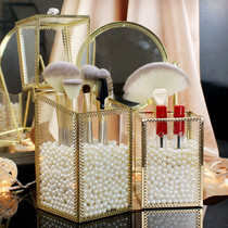 Nordic Ins Wind Makeup Brushes Containing Barrel Glass Pearls Lipstick Red Meme Makeup Table Dust Band Cover Containing Box Racks