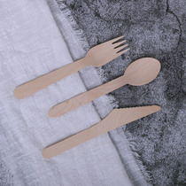 Outdoor picnic barbecue environmental protection tableware Disposable wooden knives forks and spoons Spring travel supplies Net red photo set