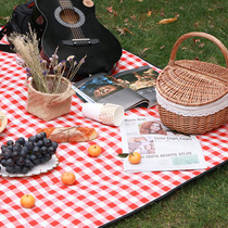 Picnic mat ins wind outing Japanese lattice moisture proof mat Outdoor portable waterproof thickened camping picnic cloth mat