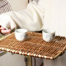 Wicker rattan woven binaural tray Multi-functional original fruit plate Bread steamed bun plate Creative ins wind pastry plate