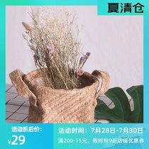 Woven natural cotton linen fabric small basket picnic mat Photo decoration decoration ins small storage basket storage box