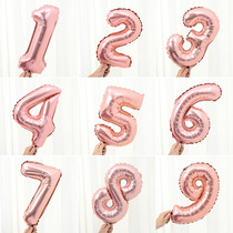 Net Red 2 Year Old Girl Girl Child Happy Birthday Decoration Scene Arrangement 16 Inch Digital 6 Aluminum Film Balloon Patch