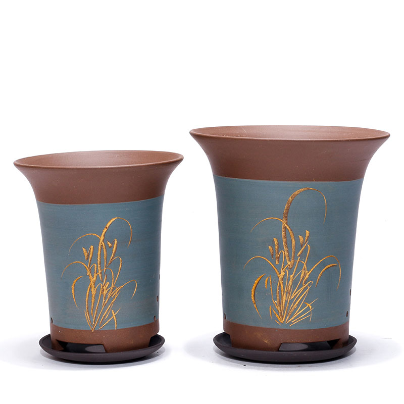 Deepen the potted simple elegant basin purple sand clay flowerpots large coarse sand ceramic bluegrass basin landscape