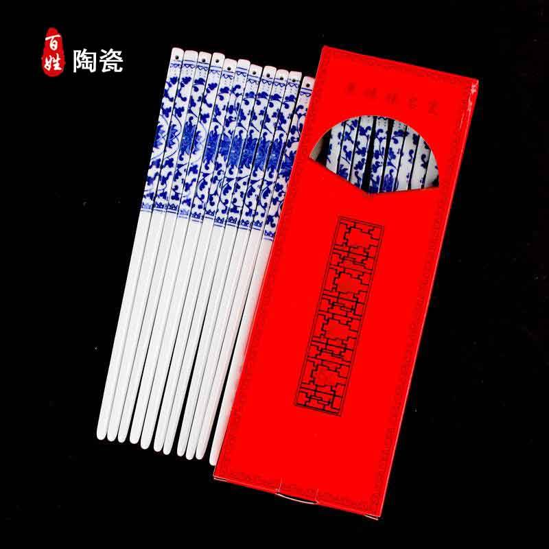 Healthy environmental protection, is not authentic jingdezhen blue and white porcelain chopsticks mold 310 pairs of simple packaging color ceramic chopsticks