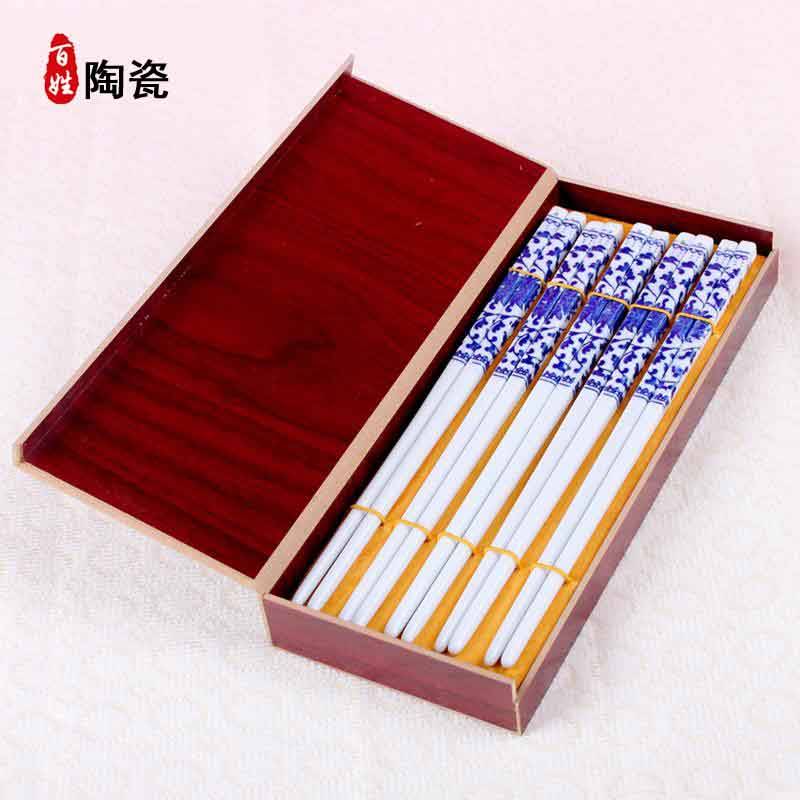 Healthy environmental protection, is not authentic jingdezhen blue and white porcelain chopsticks mold 310 pairs of simple packaging color ceramic chopsticks