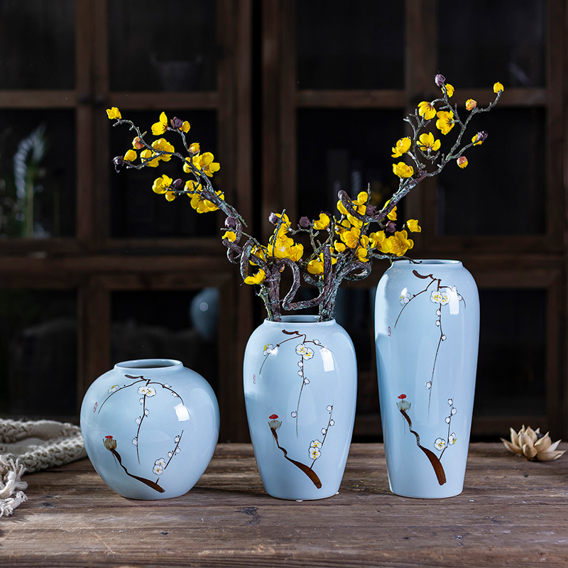 Jingdezhen hand - made ceramic vase furnishing articles dry flower vases, modern home decoration decoration table